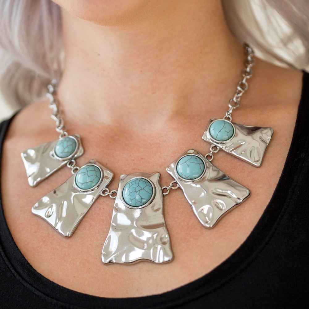 "Cougar" - Silver Turquoise Statement Necklace